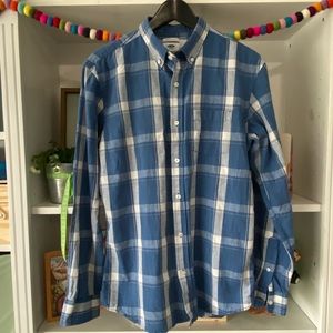 Old Navy Collared Button Down Slim Fit Blue Checkered Shirt